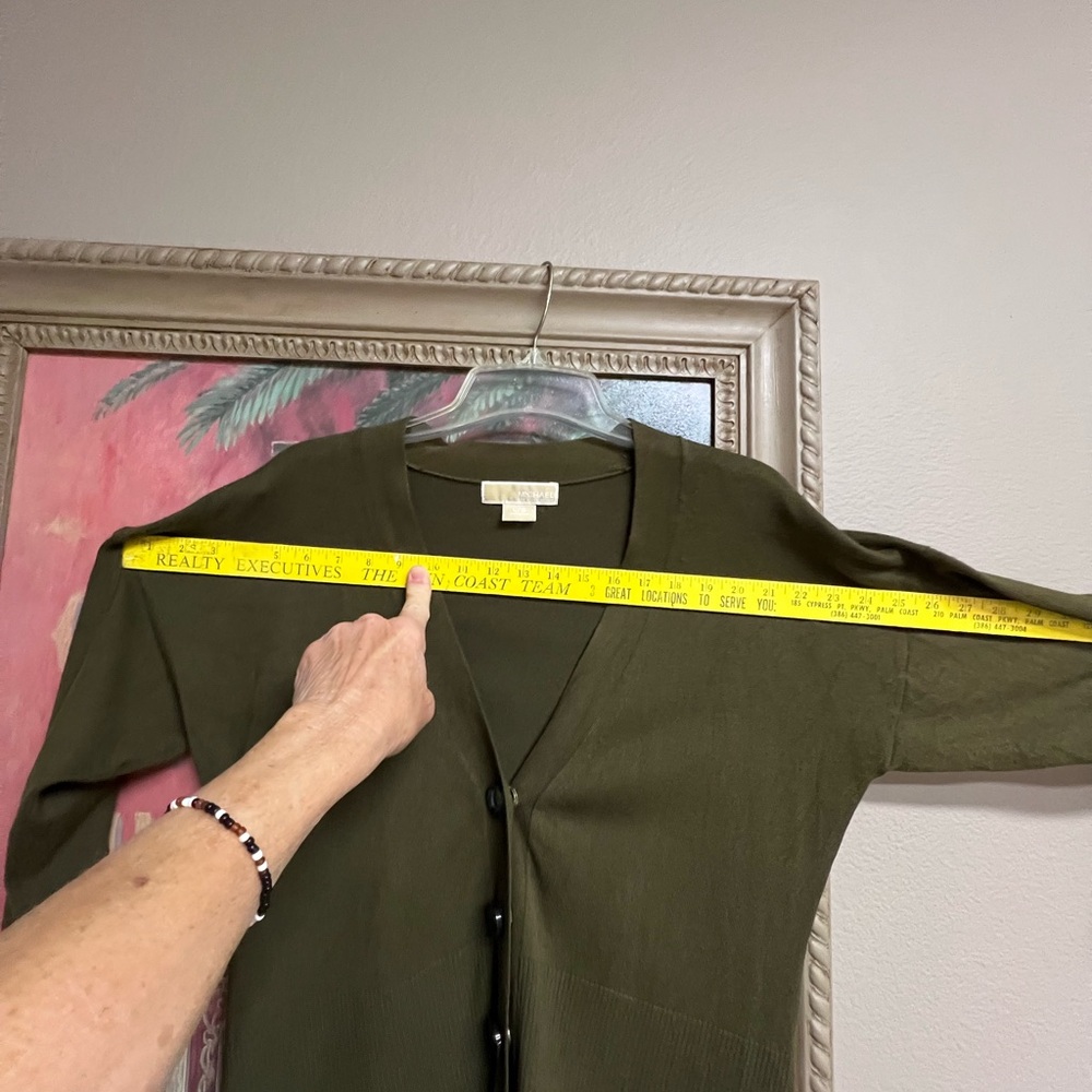 Michael Kors Olive Green Cardigan Sweater - Picture 13 of 14